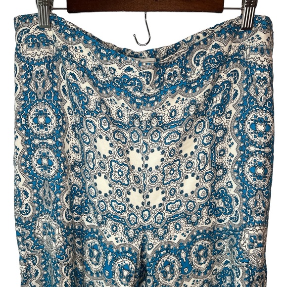 Anthropologie Feather Bone Blue Paisley Talese Wide Leg Cropped Pants - Picture 3 of 8